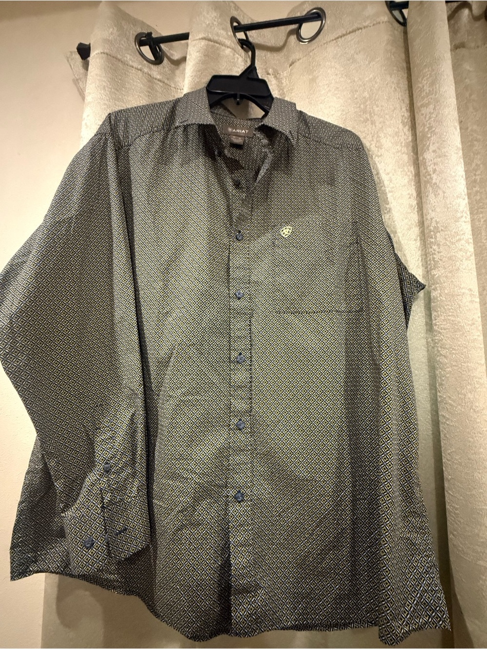 Ariat Men’s Olive Geometric Print Button-Down Shirt